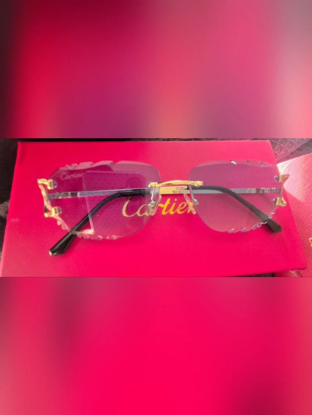 Cartier Rimless Sunglasses with Blue Gradient Lenses